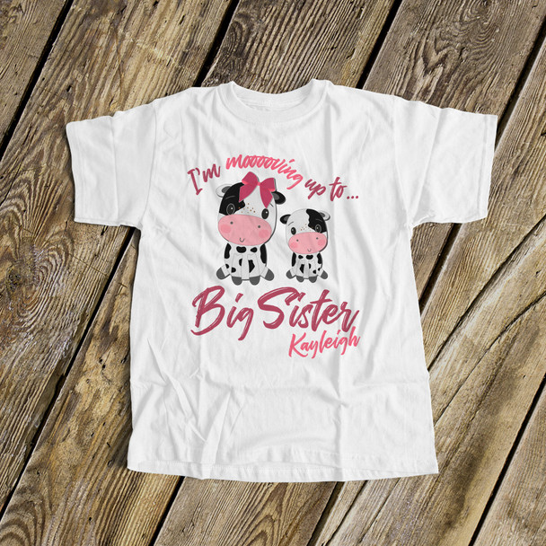 Big sister moo cow personalized Tshirt 