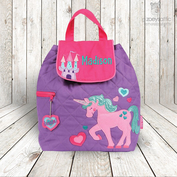 Unicorn personalized embroidered QUILTED backpack by Stephen Joseph