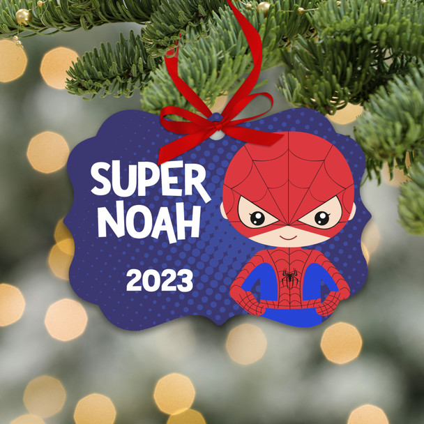 Superhero spider costume boy personalized ornament 