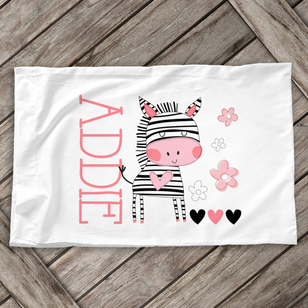 Zebra girl personalized pillowcase / pillow