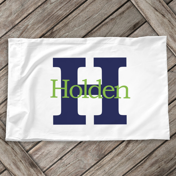 Boys monogram initial and name personalized pillowcase / pillow
