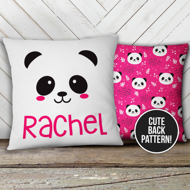 Panda face throw pillowcase with back pattern and optional pillow insert