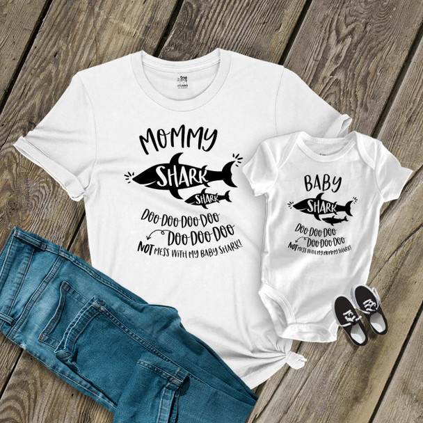 Mommy shark baby shark doo not mess with matching shirt gift set