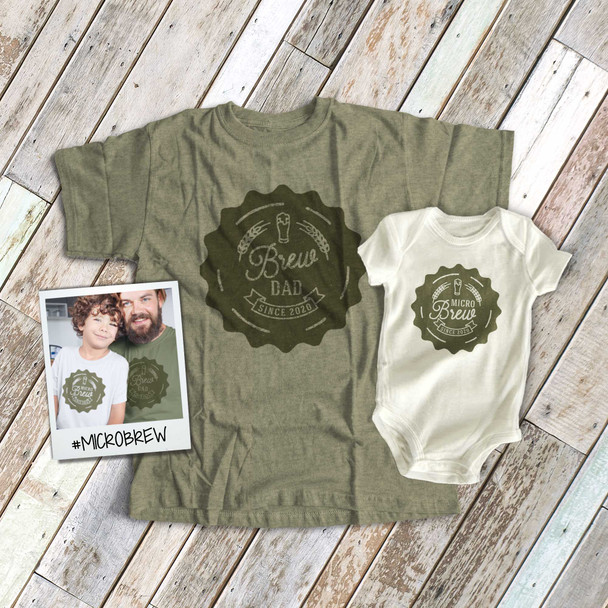 Father's Day brew dad micro brew baby matching shirt and bodysuit gift set