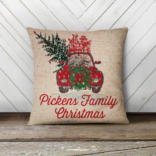 Vintage family Christmas personalized pillowcase pillow