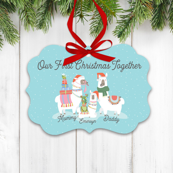 First Christmas together daddy mommy baby llama personalized ornament