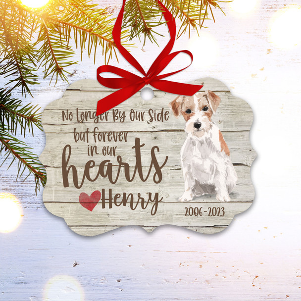 Forever in our hearts dog personalized memorial Christmas ornament