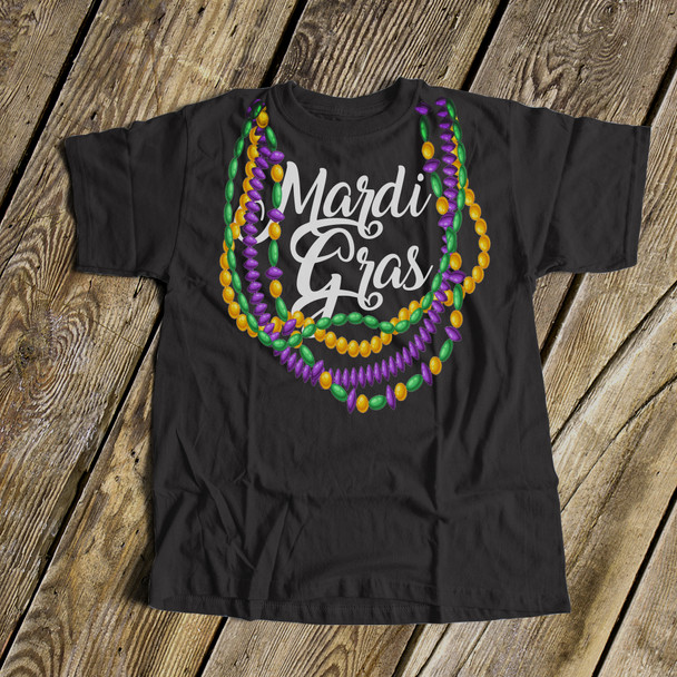 Mardi Gras beads kids DARK Tshirt