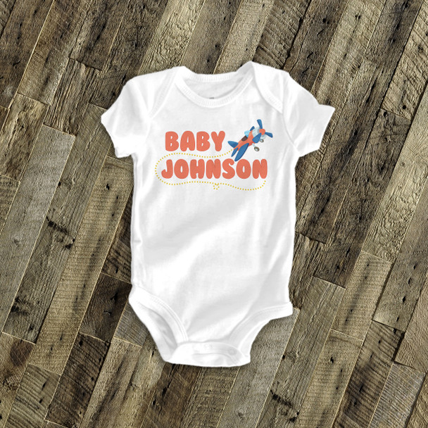 Airplane zoom personalized baby bodysuit or Tshirt