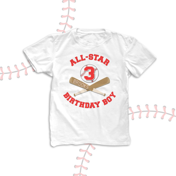 Birthday shirt baseball any age all star baseball boy personalized Tshirt