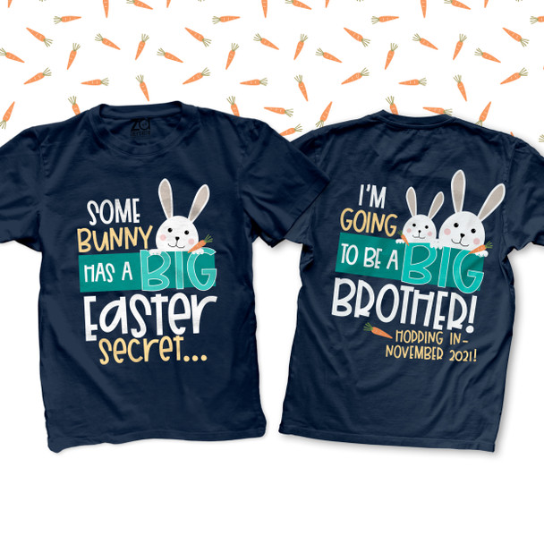 Easter big brother to be bunny secret pregnancy announcement DARK Tshirt