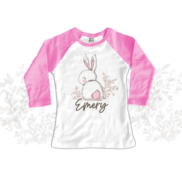 Easter girl sweet bunny pink cottontail raglan shirt
