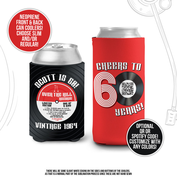 60th birthday vinyl album themed vintage birthday personalized slim or regular size can coolie