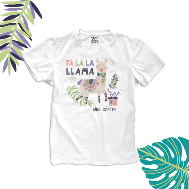 Christmas teacher fa la la llama personalized shirt