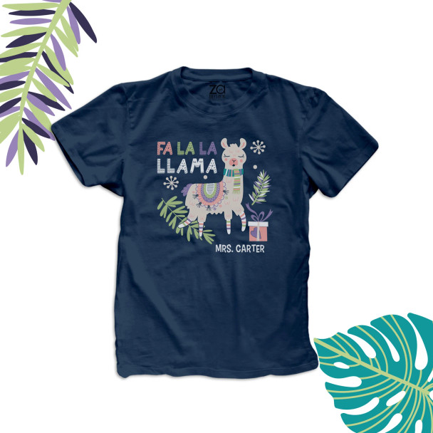 Christmas teacher fa la la llama personalized DARK Tshirt