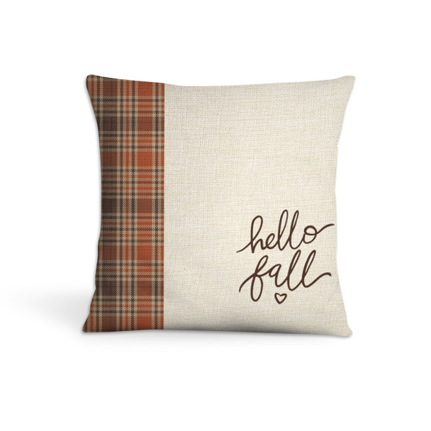 hello fall autumn plaid colors throw pillowcase pillow