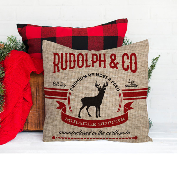 Rudolph & Co premium reindeer feed throw pillowcase pillow