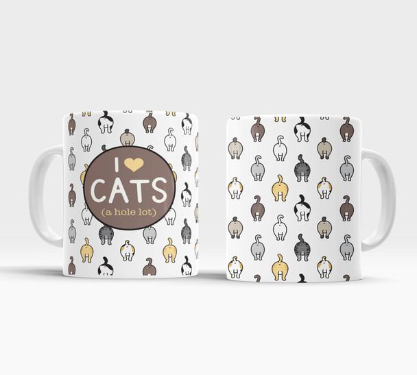 Funny I heart cats (a hole lot) coffee mug 