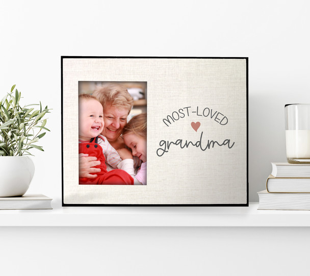 Most-loved grandma heart photo frame