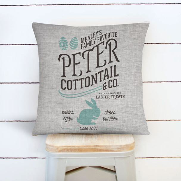 Peter Cottontail & Co. easter treats personalized throw pillowcase pillow