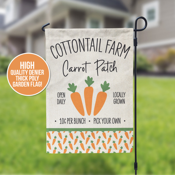 Cottontail farm carrot patch easter garden flag with stand option