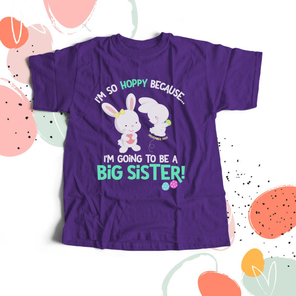 Easter I'm so hoppy big sister to be DARK Tshirt