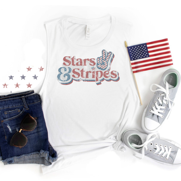 Fourth of July stars & stripes bella 8803 muscle tank top