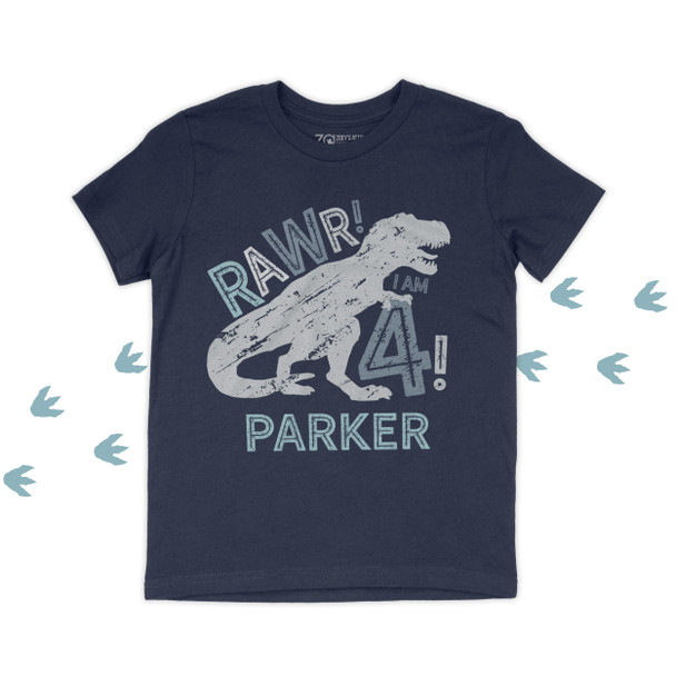 T-Rex dinosaur rawr any age birthday DARK Tshirt