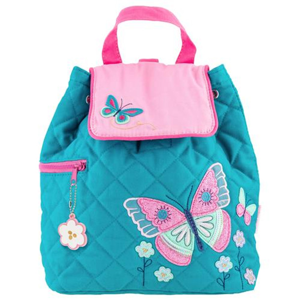 Butterfly blue QUILTED backpack by Stephen Joseph with personalized embroidery option