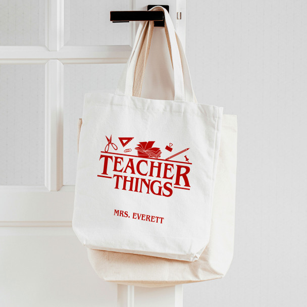 Funny teacher things personalized tote bag