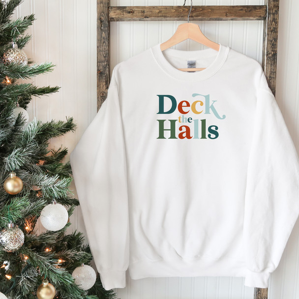 Christmas deck the halls adult crew neck simple sweatshirt