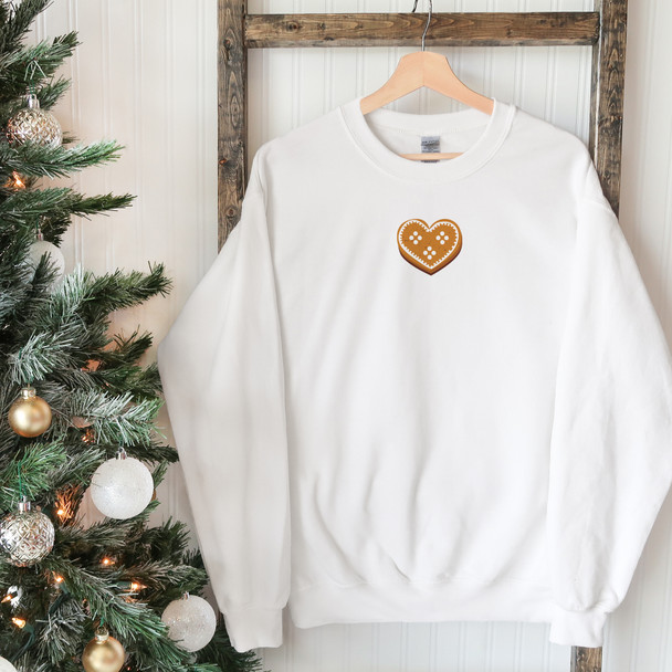 Christmas heart gingerbread cookie adult crew neck simple sweatshirt