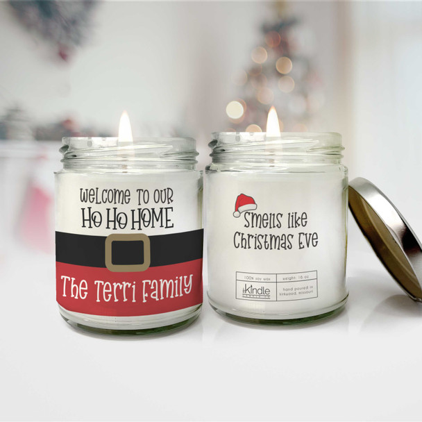 Christmas welcome to our ho ho home santa soy blend wax candle