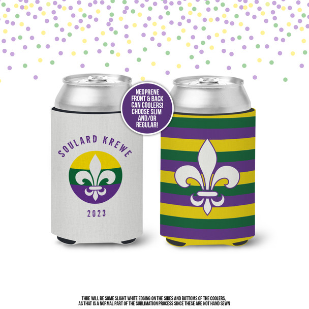 Mardi Gras soulard krewe regular or slim can coolies