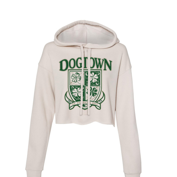 St. Patrick's Day dogtown shamrock coat of arms saint louis women's crop hoodie sweatshirt