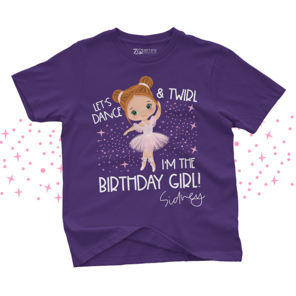 Birthday ballerina girl personalized DARK Tshirt