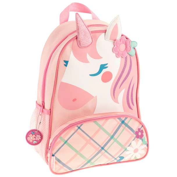 Flower unicorn sidekick backpack by Stephen Joseph with personalized embroidery option