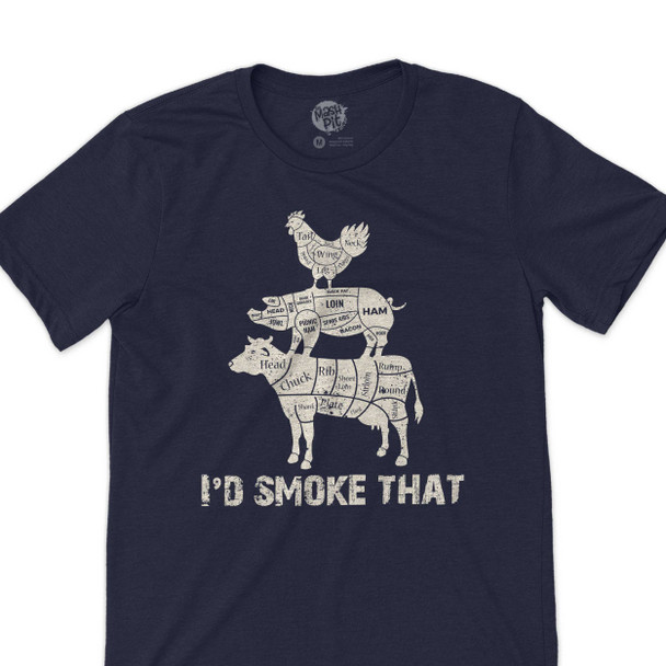 I'd smoke that funny meat smoker barbecue pitmaster DARK Tshirt