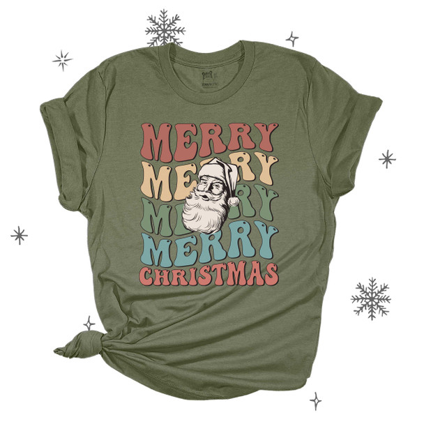 Santa merry christmas retro unisex adult DARK Tshirt