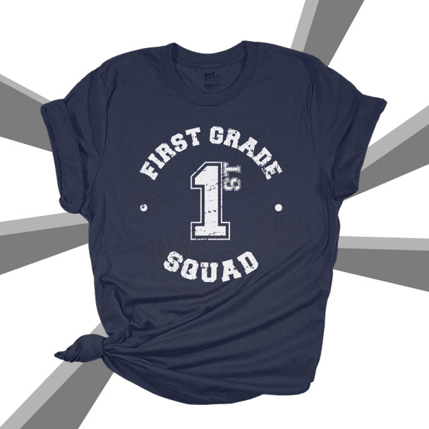 Teacher squad distressed number and lettering any grade team DARK Tshirt