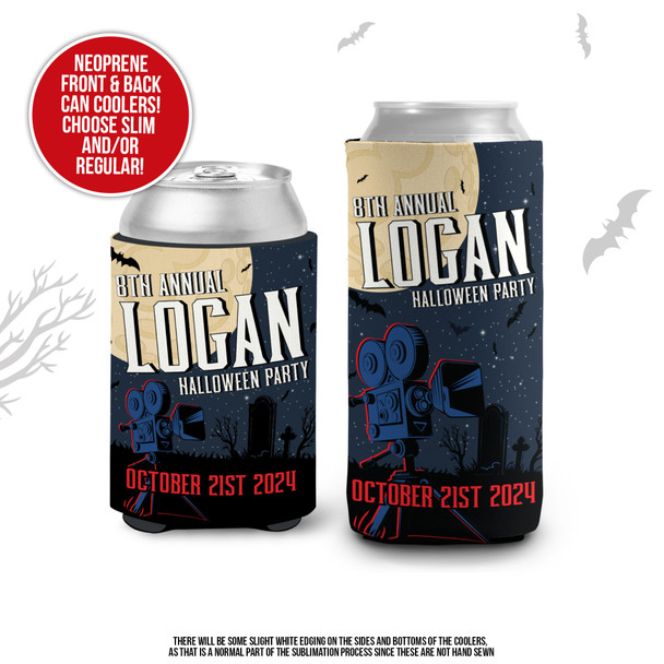 Halloween party horror movie personalized slim or regular size can coolie