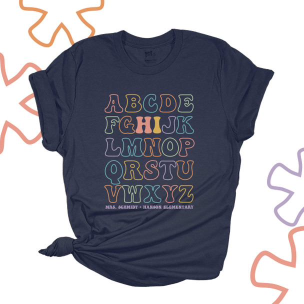 Team teacher "HI" alphabet colorful retro font personalized unisex DARK Tshirt 