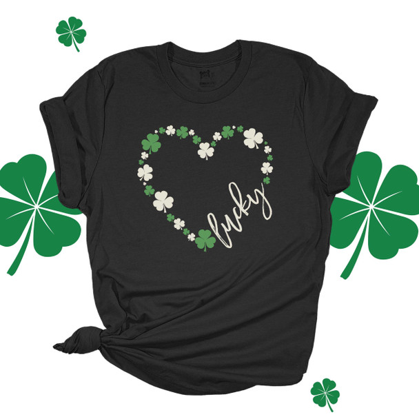 St. Patrick's Day lucky shamrock heart unisex DARK Tshirt