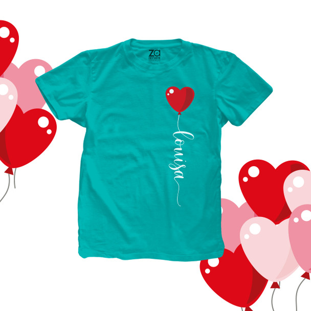Valentine heart balloon cursive text personalized DARK Tshirt