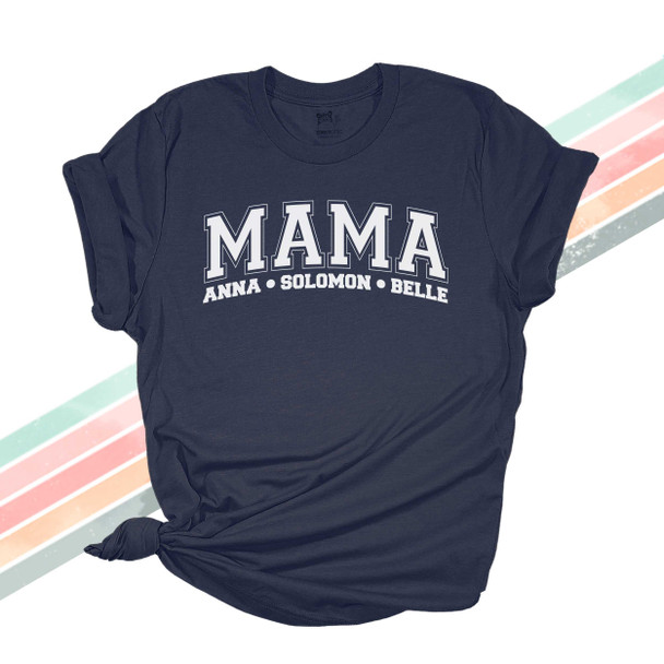 Mama athletic font personalized unisex adult DARK Tshirt 