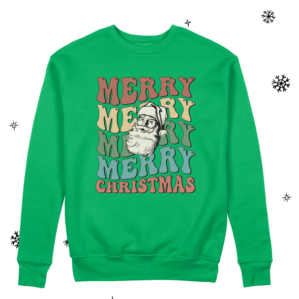 Merry Merry Christmas retro groovy adult crew neck DARK sweatshirt