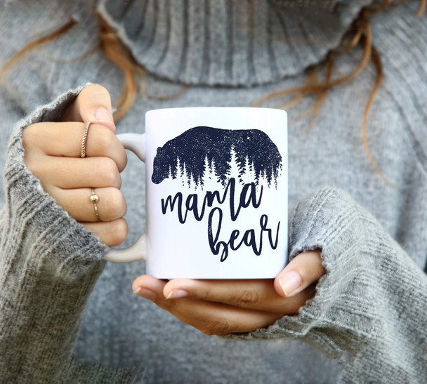 Mama bear woodsy starry night tea coffee mug 