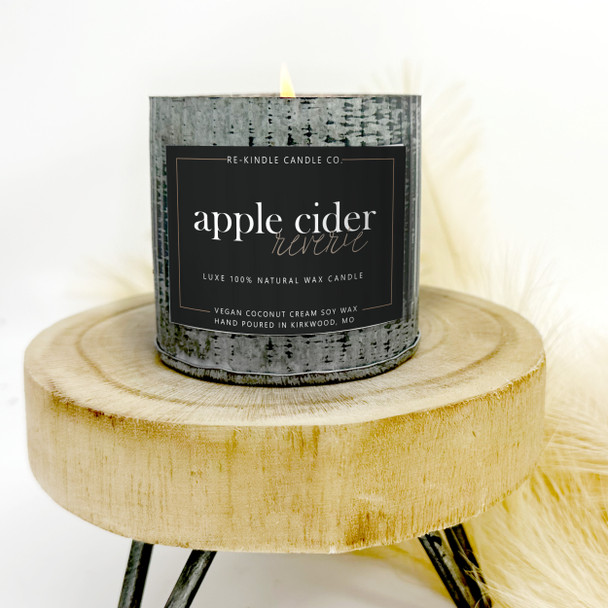 Apple Cider Reverie rustic tin apple cinnamon vanilla autumn scent luxury vegan candle
