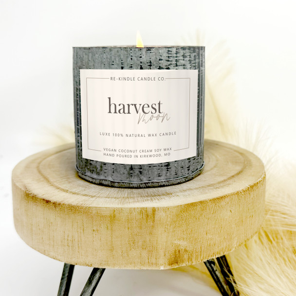 Thanksgiving harvest moon rustic tin autumn fragrance luxury vegan candle