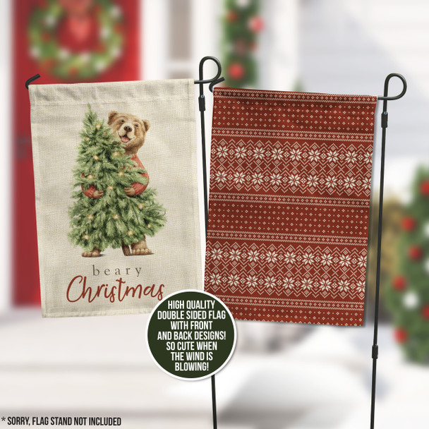 Beary Christmas front and back pattern garden house flag